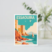 Essaouira Marokko Vintage Illustration Postkarte (Stehend Vorderseite)