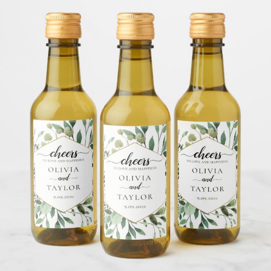 Essbare Aquarellkultur Grün Gewürze zur Liebe Wein Weinetikett (Flaschen)