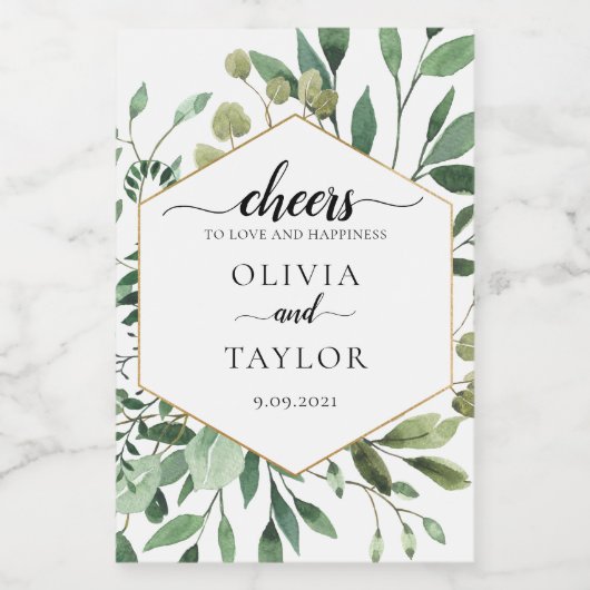 Essbare Aquarellkultur Grün Gewürze zur Liebe Wein Weinetikett (Einzelnes Label)