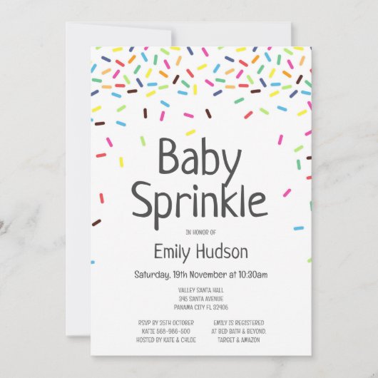 Essbare Baby Sprinkle Ice Einladung (Vorderseite)