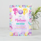 Essbare Blasen Einladung zum Geburtstag (Stehend Vorderseite)