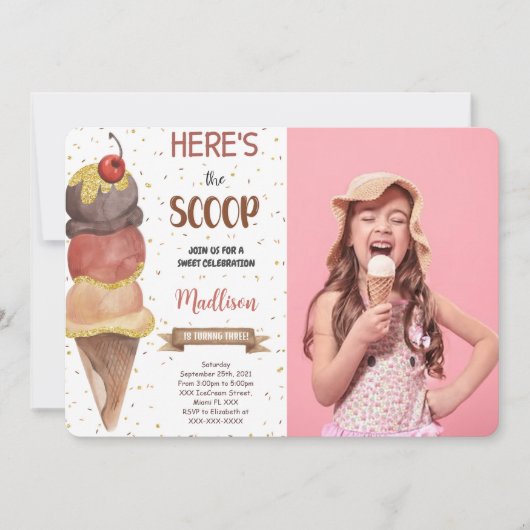 Essbare Eiscreme Foto Einladung (Vorderseite)