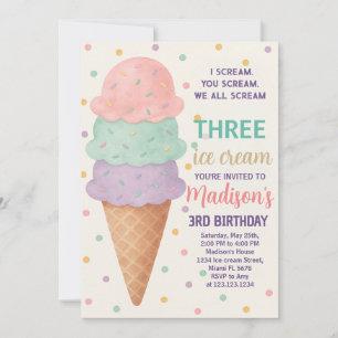 Essbare Eiscreme zum Geburtstag Einladung für Kind
