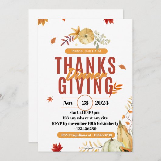 Essbare Erntedank Einladung, danke Einladung (Vorne/Hinten)