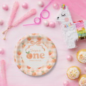 Essbare Gingham-Pfirsich-Papierplatten Pappteller (Party)
