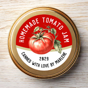 Essbare hausgemachte Tomatenmarmelade mit roter To Quadratischer Aufkleber