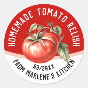Essbare hausgemachte Tomatenrelish mit roter Tomat Runder Aufkleber
