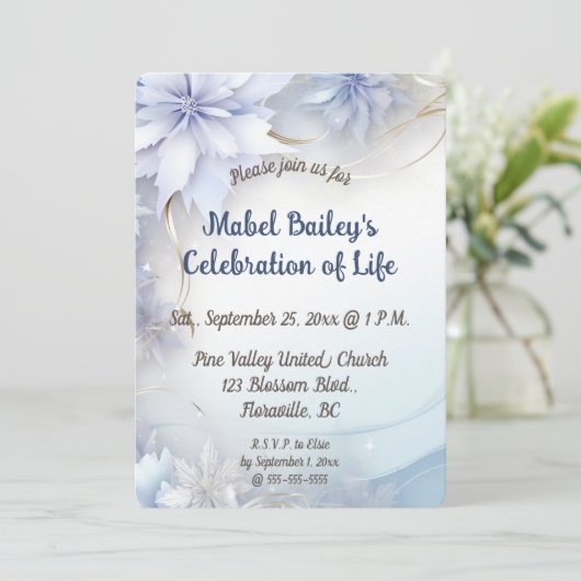 Essbare helle Blumen Blumen Feier des Lebens Einladung (Stehend Vorderseite)