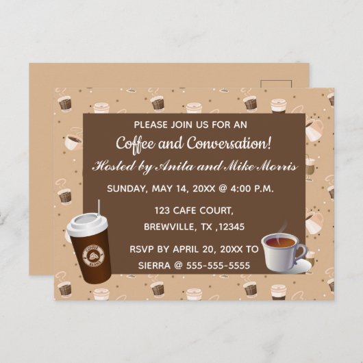 Essbare Kaffee und Konversation Einladung (Vorne/Hinten)