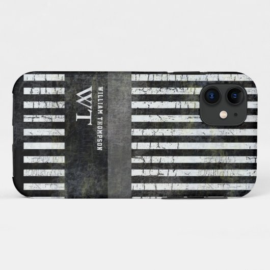 essbare, moderne weiße Streifen auf schwarz Case-Mate iPhone Hülle (Rückseite (Horizontal))