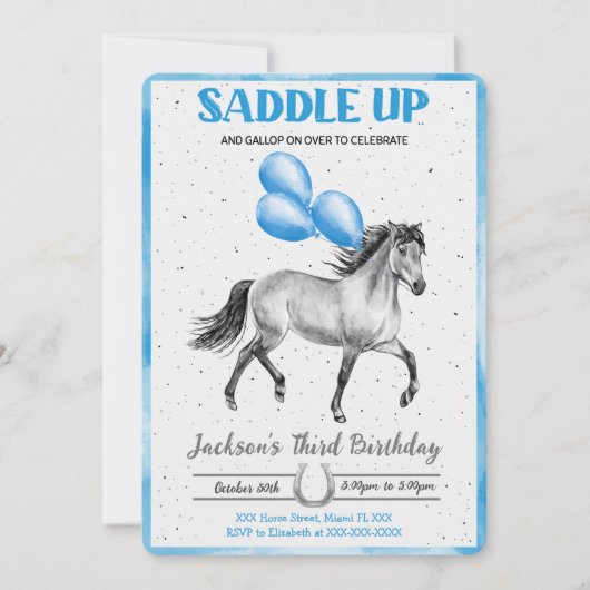 Essbare Pferde zum Geburtstag Einladung (Vorderseite)