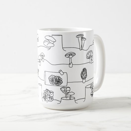 Essbare Pilz-Gemisch-Skizze-Tasse Kaffeetasse (VorderseiteRechts)