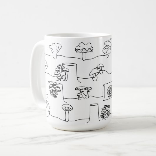 Essbare Pilz-Gemisch-Skizze-Tasse Kaffeetasse (Vorderseite Links)
