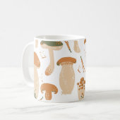 Essbare Pilze Linocut Vintages Muster Kaffeetasse (Vorderseite Links)