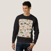Essbare Pilze Linocut Vintages Muster Sweatshirt (Vorne ganz)