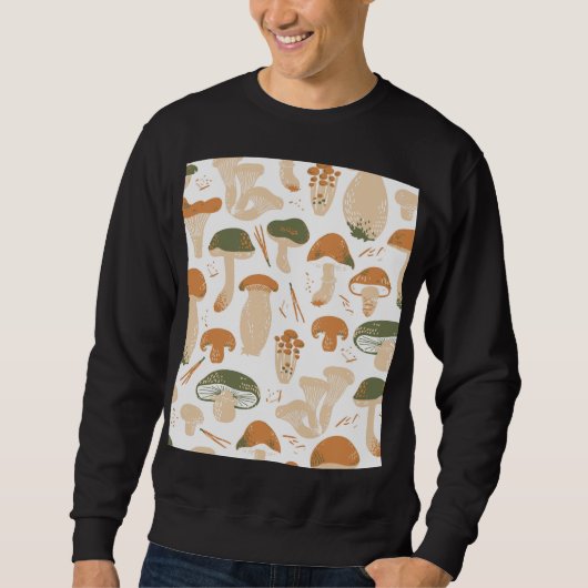Essbare Pilze Linocut Vintages Muster Sweatshirt (Vorderseite)