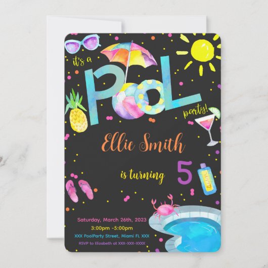Essbare Pool zum Geburtstag Einladung (Vorderseite)
