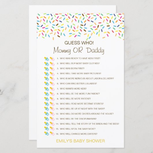 Essbare Ratschläge, wer, Mama oder Vater Baby Dusc (Vorne/Hinten)