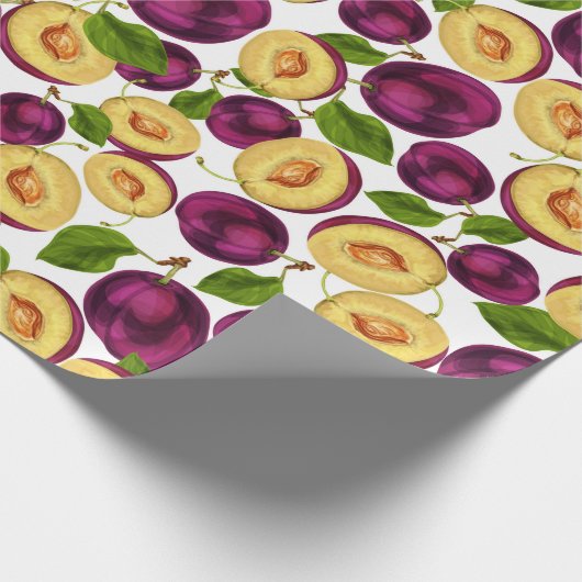 Essbare Reif Peach Frucht Grün Lila Geschenkpapier (Ecke)