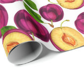 Essbare Reif Peach Frucht Grün Lila Geschenkpapier (Rolleneckpunkt)