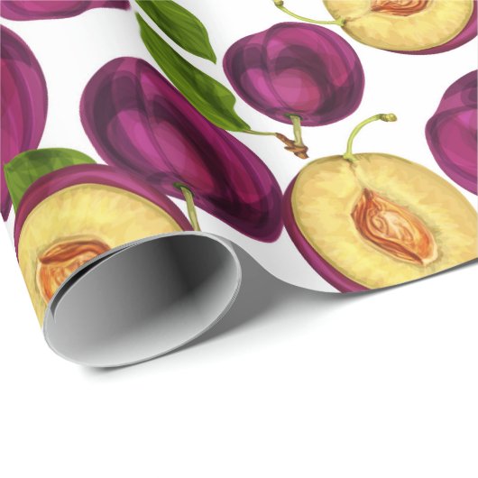 Essbare Reif Peach Frucht Grün Lila Geschenkpapier (Rolleneckpunkt)