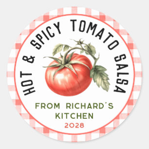 Essbare Salsa mit heißem und gewürztem Tomaten zum Runder Aufkleber