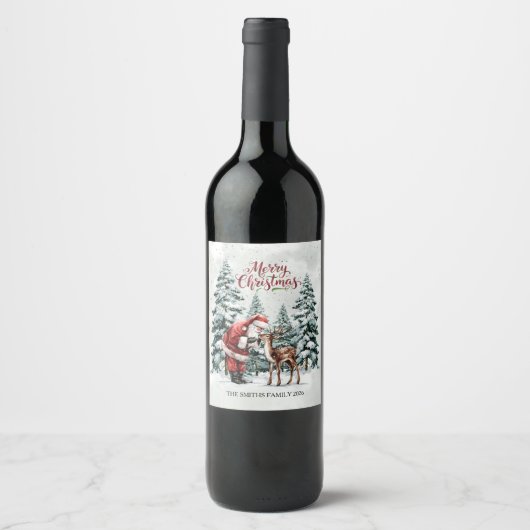 Essbare Santa Wine Flasche Weinetikett (Vorderseite)