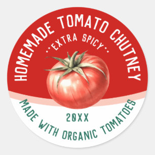 Essbare selbstgemachte Tomaten-Chutney mit roter T Runder Aufkleber