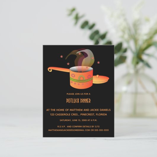 Essbare Töpfe zum Abendessen Einladung (Stehend Vorderseite)
