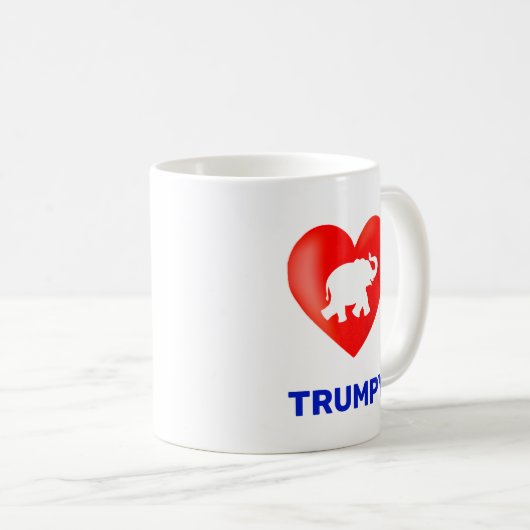 Essbare Trumpy Herz und Elefant Kaffeetasse (VorderseiteRechts)