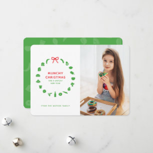 Essbarer Weihnachtskranz, editierbare Farbphoto Feiertagskarte