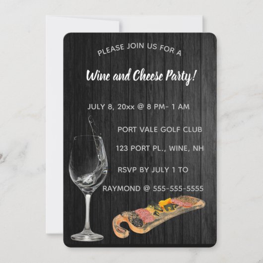 Essbares Party aus Wein und Käse Einladung (Vorderseite)