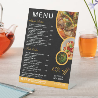 Essbares Restaurant-Menü-Tischschild Sockelschild