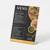 Essbares Restaurant-Menü-Tischschild Sockelschild (Vorderseite)