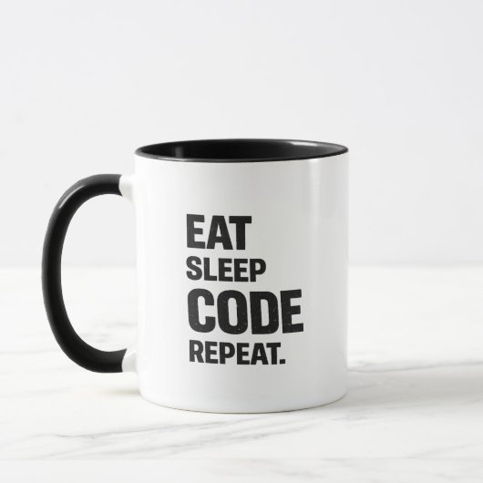 Esse Schlafe Code Wiederhole – Lustiger Programmie Tasse (Links)