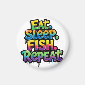 Esse Schlafe Fische Wiederhole Regenbogen Graffiti Magnet (Vorne)