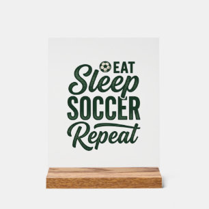 Esse Schlafe Fußball Wiederhole Vintage-Shirt-Desi Acrylschild