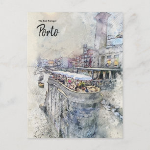 Essen am Wasser Porto - Portugal Postkarte