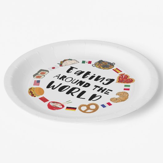 Essen auf der ganzen Welt Pappteller (Schrägansicht)