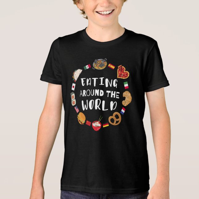 Essen auf der ganzen Welt Tri-Blend Shirt (Vorderseite)
