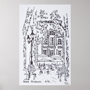 Essen auf der Plaza   Aix en Provence, Frankreich Poster