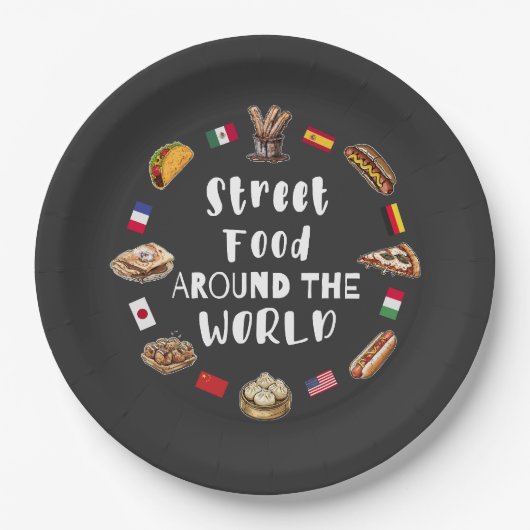 Essen auf der Straße auf der ganzen Welt Pappteller (Vorderseite)