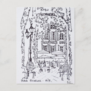 Essen auf einem Platz   Aix en Provence, Frankreic Postkarte