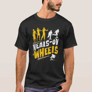 Essen auf Rädern Funny Zombie und Skateboarder Gra T-Shirt