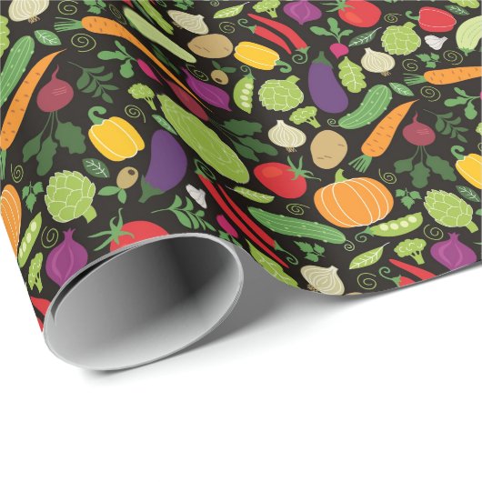 Essen auf schwarzem Hintergrund Geschenkpapier (Rolleneckpunkt)