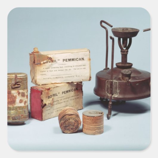 Essen auf Scotts Antarktis-Expedition aufgenommen Quadratischer Aufkleber (Vorderseite)