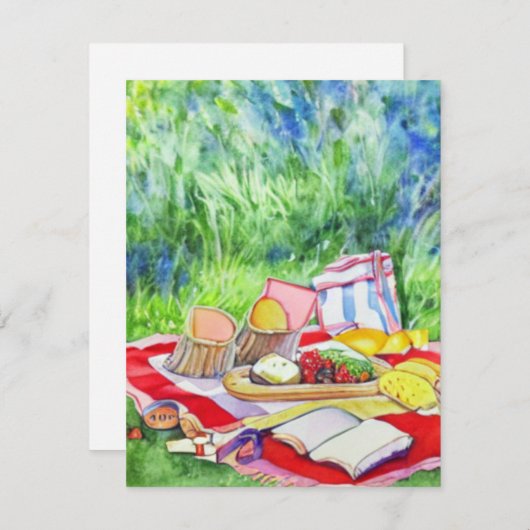 Essen außerhalb Aquarellfarben Mitteilungskarten (Vorne/Hinten)