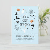 Essen beängstigenden Geburtstag Halloween Blue tri Einladung (Stehend Vorderseite)