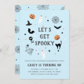 Essen beängstigenden Geburtstag Halloween Blue tri Einladung (Vorne/Hinten)