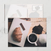 Essen, Crossiant, Schokolade, u.a. Postkarte (Vorne/Hinten)
